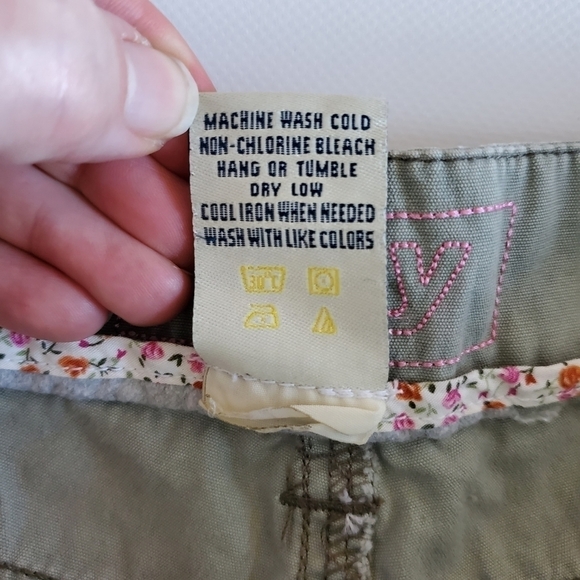 2102 * Roxy Capri Pants Olive Green Size Juniors 13 - Picture 4 of 9